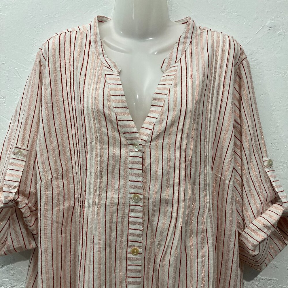 NWT Club Z Collection Long Roll Tab Sleeve Button Up Shirt Cover Up Tunic 2X - Picture 5 of 14